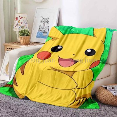 Cartoon Cute Pikachu Blanket Double-Sided Fleece-Plus Fleece Pokémon Crystal Velvet Thermal Sofa Office Nap Cover Air Conditioning Can Be Customized A44