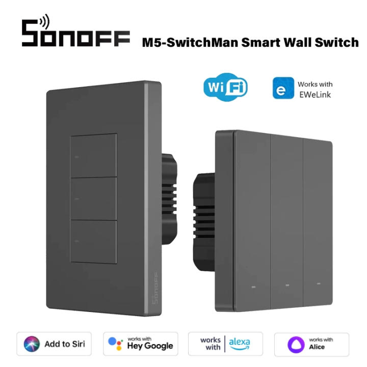 FLEWWER SONOFF M5 SwitchMan Smart Wall Switch 120 Type 1/2/3 Gang Wall