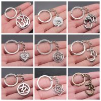 OM Buddha Buddhist Yoga Keychain KeyRing Yoga OM Pendant Keychain Women Bag Hangle Car Jewelry Accessories Key Chains