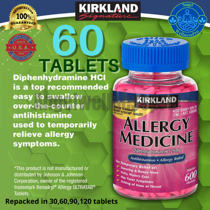 Kirkland Signature Allergy Medicine 25 mg 60 Tablets AUTHENTIC