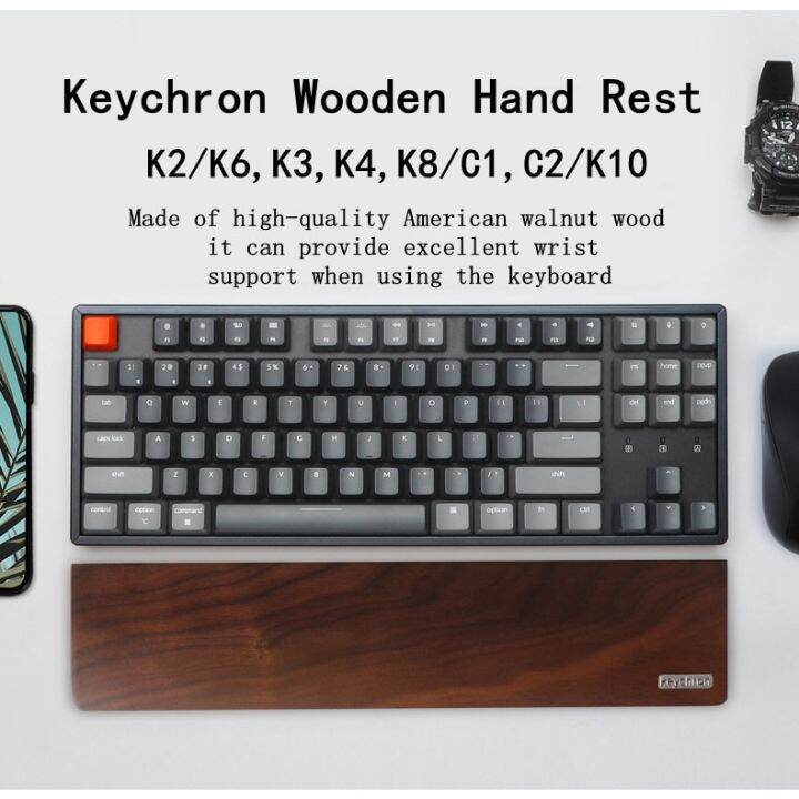 Keychron Mechanical Keyboard Hand Rest Desktop Walnut Solid Wood Original Cut Wrist Rest