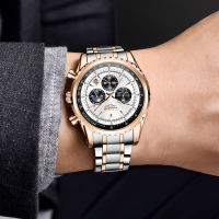New LIGE Fashion Men Watch Stainless Steel Top nd Luxury Sport Chronograph Quartz Wrist Watches for Men Relogio Masculino+