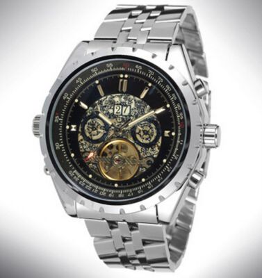 [COD] and large dial mechanical mens watch can be waterproof black holiday luminous
