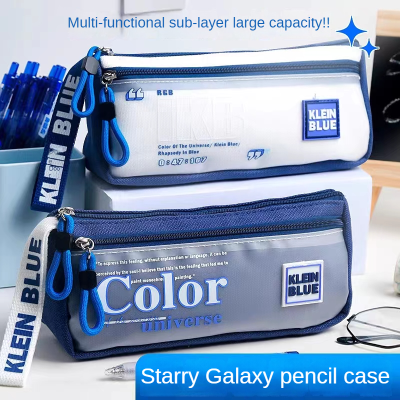 กรณีดินสอที่ชัดเจนที่มีซิปกล่องเก็บความจุขนาดใหญ่แต่งหน้าตารางตาข่ายกระเป๋าปากกากระเ