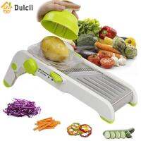 Dulcii Mandoline Slicer เครื่องขูดในครัวเอนกประสงค์เครื่องสไลด์ผักพับได้,เครื่องฝานแมนโดลินหั่นผักสแตนเลส เครื่องหั่นหอม เครื่องหั่นมันฝรั่ง ที่ขูด vegetable chopper