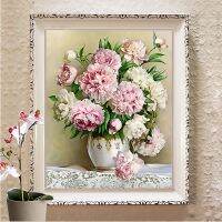 【hot】 NeedleworkFlowersDIY DMC Vase painting on the fabric stitchSets Embroidery kits chinese Cross-Stitch