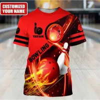 (in stock) Mens Bowling T-shirt Personalized Name T-shirt 3D Printing Unisex Summer Daily Casual Fashion O-Neck Short Sleeve Extra Large Top (free nick name and logo)