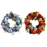 W1Simulation Wreath Rattan Round Garland Decoration Wall Hanging