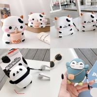 Cute Cartoon Animal Cow Panda Penguin Cover For Apple AirPods 1 2 Case Silicone Soft Wireless Bluetooth Earphone Shell Wireless Earbud Cases