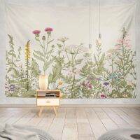 Kayel Plant Polyester Fabric Tapestry Flowers and Green White Spring Wall Tapestry Daily Decoration Tapestry for Bedroom