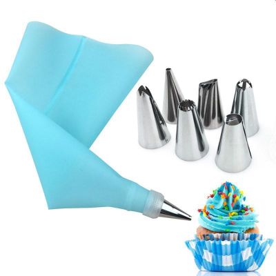 【CC】■  8PCS/bag Silicone Icing Piping Pastry   6 Nozzle Decorating Tips Fondant Tools