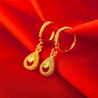 Hong Kong Duty-Free Genuine Golden Earrings Earrings For Ladies New Happy Water Drop Earrings Sweet Retro Fashion Earrings