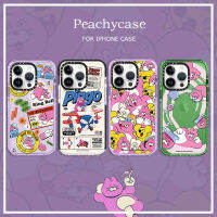 เคสมือถือลายแมวการ์ตูน Pingo สีชมพูน่ารักใช้ได้กับ iPhone 15 14 13 12 11 Pro Max 14Plus IPhone15 TPU หลุมใหญ่ฝาหลังหลุมใหญ่ทนต่อการตกเคสมือถือ