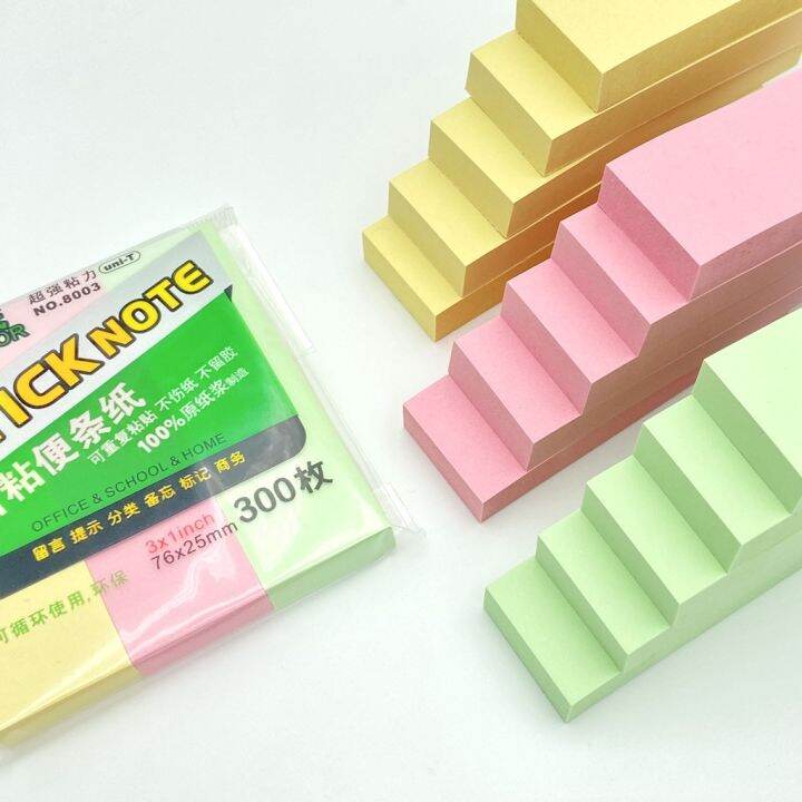 โพสต์-อิท-stick-note-กระดาษโน๊ตสีพื้น-คละสี-3-สี-มีกาวในตัว-76x25-มม-300-แผ่น-i-no-8003