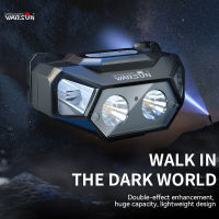 ~ Warsun T202 ไฟฉายคาดศีรษะ LED 1500 ลูเมน ชาร์จ USB สีเหลือง และสีขาว สําหรับตั้งแคมป์ วิ่ง เอาตัวรอด ฉุกเฉิน