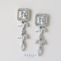 Neriza Jewelry/ต่างหูเพชรระย้าสังเคราะห์ ประกายเทียบเท่าเพชรแท้ NE100 ต่างหูออกงาน ต่างหูเพชรระย้า