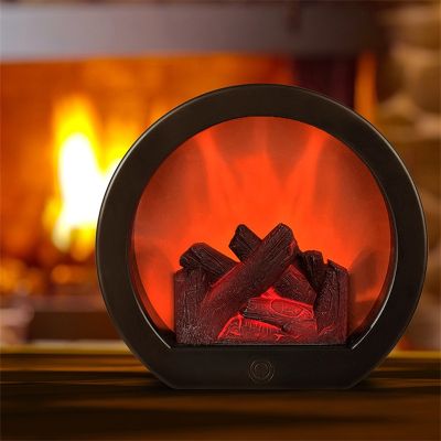 LED Flame Lantern Lamps Decorative Fireplace Simulated Flame Effect Flameless Light Courtyard Room Tabletop Festival Decor Gift Night Lights