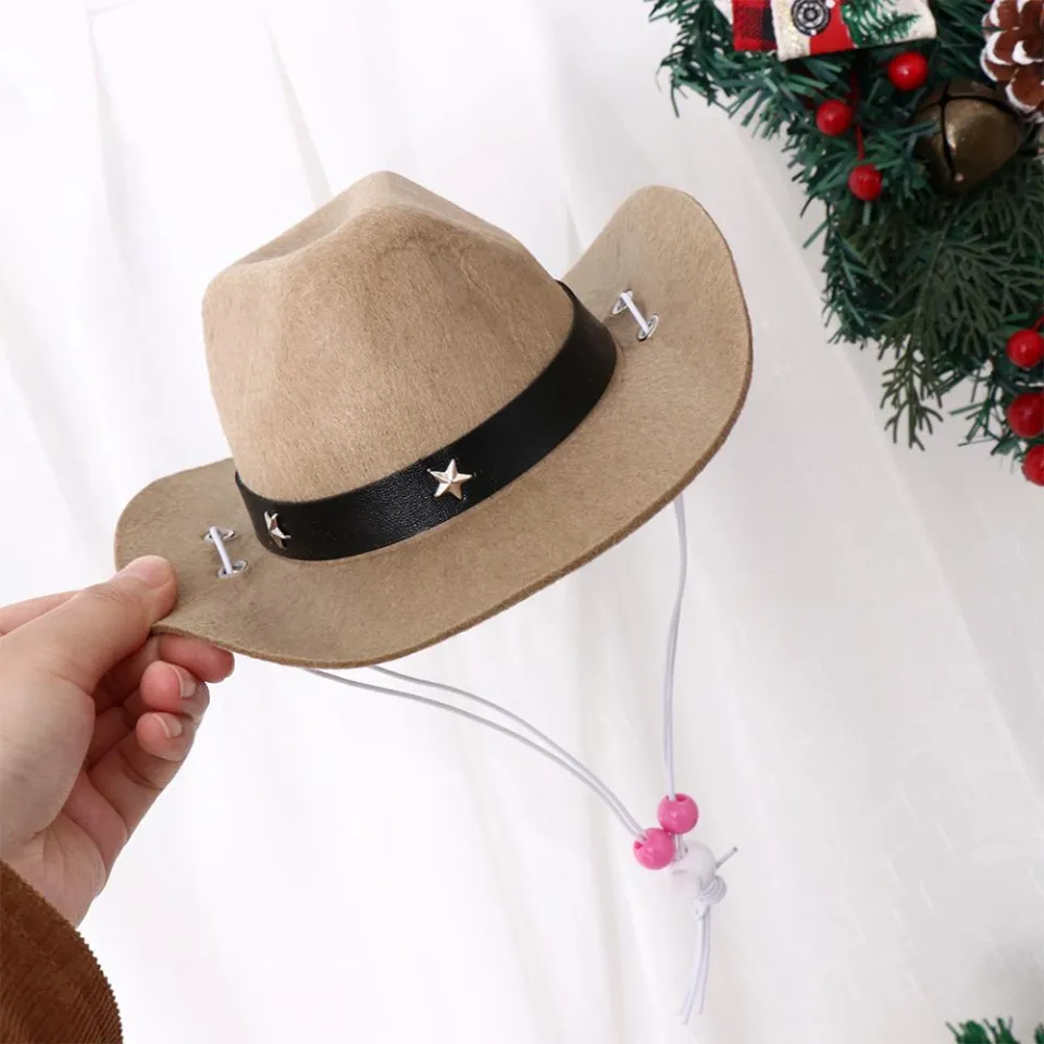 : YITAQI Cat Cowboy Hat,Decoration Funny Adorable Cowboy Hat  Photo Prop Cat Hat Christmas Halloween Decoration Birthday Party Dog Hat  Costume Pet(Khaki) : Pet Supplies