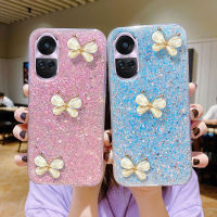 เคสโทรศัพท์ซิลิโคนเนื้อนิ่มโปร่งใสผีเสื้อคริสตัล3D OPPO Reno 10pro 10 Reno 10 Pro Reno + 5G ฝาครอบเคสเลื่อมส่องแสงเป็นประกายระยิบระยับสุดหรูสำหรับ OPPO Reno 10 Pro Plus