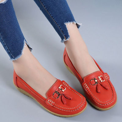 Women Flats Ballet Shoes Cut Out Leather Breathable Moccasins Women Boat Shoes Ballerina Ladies Casual Shoes