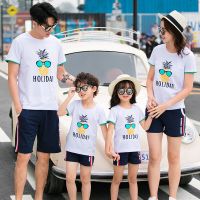 Matching Family Outfits Summer Family T-shirts Mother/Father/Kids 2Pcs Set T-shirts+Short Pants Holiday Couple Lovers Outfits