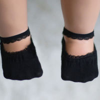 【cw】Soft Cotton Newborn Socks Summer Lace Baby Socks Solid Color Princess Baby Girl Socks Infant Anti-slip Socks With Rubber Soles