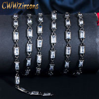 CWWZircons 1 Meter Black Gold Color Square Cubic Zirconia Stone Cuban Link Chain for Jewelry Making DIY Bracelet Necklace D010