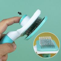 Cat Comb One-click Cat Brush Automatic Pet Hair Remover Pet Grooming Open Knot Comb for Cats Grooming Handle Brush Pet Supplies Brushes  Combs