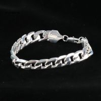 SDWCFashion Men Square Buckle Sideways Chain Bangle Silver Plated celet Jewelry