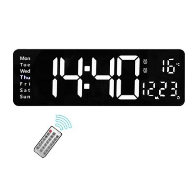 16inch LED Digital Wall Clock- Alarm Clock/Temp/Date/Week/Timer Remote Adjustable for Home/Gym/Office