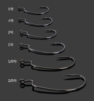 ตะขอเบ็ดตกปลา Kanomtran Offset Worm Hooks Black &amp; Red