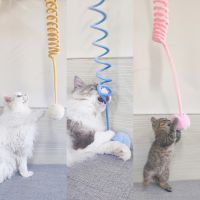 Sucker Cat Toy Funny Cat Stick Spring Rope Feather Ball Plush Toy Interactive Play Pet Toy Accessories Interactive play supplies