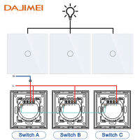 DAJIMEI 123 Gang 3 Way บันไดสวิทช์3 Pcs EU รัสเซีย Multi-Control Light Touch Switches แก้วคริสตัลแผง Home Improvement