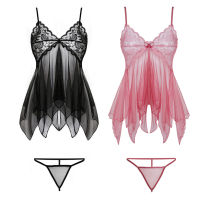 DD Store Women Fashion Underwear Deep-V Lace Suspender Nightdress