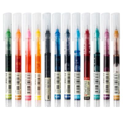 【YP】 12 Color/set Student School Office Stationery Nib Gel Big Ink Capacity Ballpoint Straight Rollerball