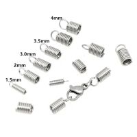 50pcs 304 Stainless Steel Tube Coil Cord Ends Cord Cap Tip Leather Necklace Spring Fastener Crimp Clasp Jewelry Making Coil Springs