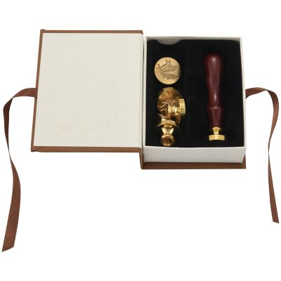 Moorlando Wax Seal Stamp Set, 6Pcs Botanical Sealing Wax Stamp Brass Heads + 1Pc Wooden Handle With A Gift Box Vintage