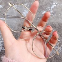 New Trendy Women Office Anti Blue Light Oversized Computer Glasses Cat Eye Female Alloy Frame Big Size Eyeglasses 2022