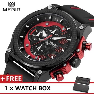 MEGIR นาฬิกาแบรนด์หรูชั้นนำแฟชั่นที่มีชื่อเสียงกีฬาเท่ผู้ชายนาฬิกาควอตซ์นาฬิกาข้อมือกันน้ำสำหรับ MGE2051G.02ผู้ชาย