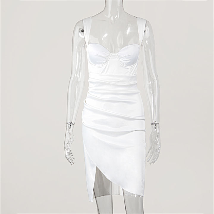 2021jillperi-sexy-ivory-draped-corset-dress-women-bustier-ruched-elegant-midi-party-dress
