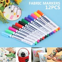 12pc/set Colorful Fabric Painting Marker Permanent Fabric DIY Design Pens For T-shirt Clothes Children School Painting Tool