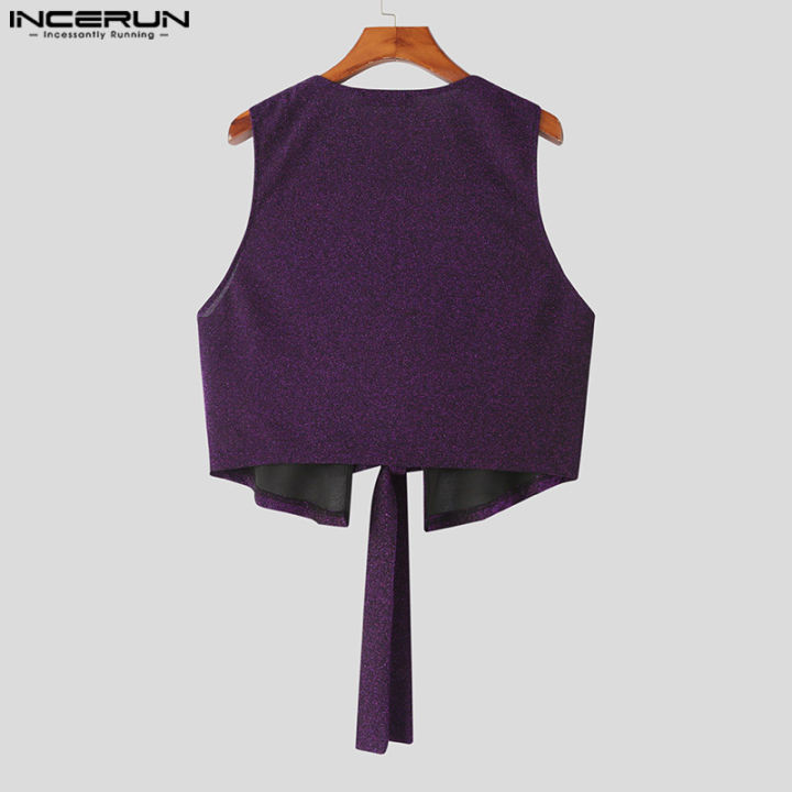 incerun-เสื้อแขนกุดคอวีลึกสำหรับผู้ชายเสื้อเบลาส์ดิสโก้ปาร์ตี้แวววาวเสื้อท่อนบนแฟนซี-ชุดลำลอง-3