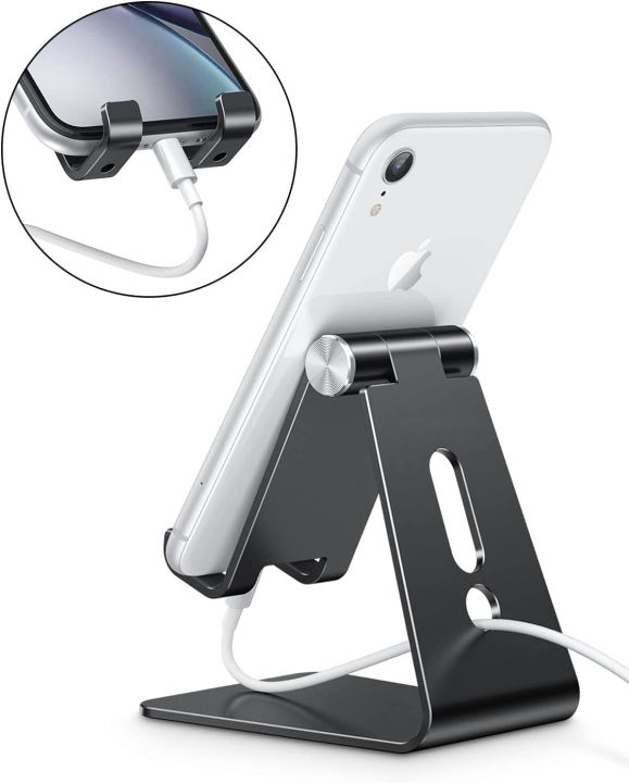 omoton-adjustable-cell-phone-stand-c2-aluminum-desktop-phone-holder-dock-compatible-with-iphone-11-pro-max-xs-xr-8-plus-7-6-samsung-galaxy-google-pixel-android-phones-black