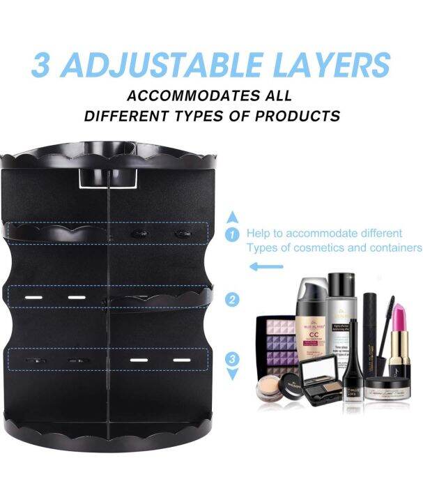 jerry-box-cosmetic-organizer-ชั้นวางเครื่องสำอาง-แบบหมุนได้-360-cosmetic-storage-box-360องศา-ชั้นวางของ-หมุนได้-ที่วางลิปสติก-ที่วางแป้ง-ชั้นวางแป้ง-สีดำt0783