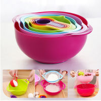 810 Pcs Mixing Rainbow Bowls Set Kitchen Bowl Set Salad Bowl Plastic Baking Measuring Cup Measuring Spoon Set Kitchen Gadgets