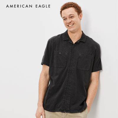 American Eagle Solid Camp Collar Shirt เสื้อเชิ้ต ผู้ชาย แขนสั้น (NMSH 017-2909-023)