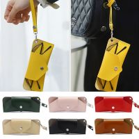 PU Leather Handmade Glasses Bag with Hanging Lanyard Sunglasses Case Portable Simple Hanging Wrist Eye Glasses Storage Box