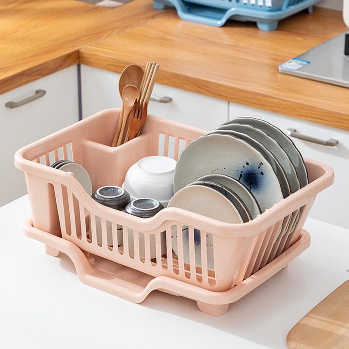 3 in 1 Kitchen Utensils Sink Dish Drainer Drying Rack Utensil Washing  Holder Plastic Basket Organizer