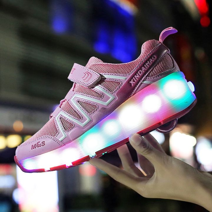 aaa-led-roller-shoes-leather-รองเท้าสเก็ต-1-ล้อ-มีสวิตปิด-เปิดไฟ-รองเท้ามีล้อ-รองเท้าสเก็ตบอร์ดมีล้อ-led-สำหรับเด็ก