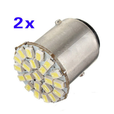 2x 1157 T25 S25 BAY15D 22 SMD LED White Car Stop Tail Turn Brake Light Bulb Lamp